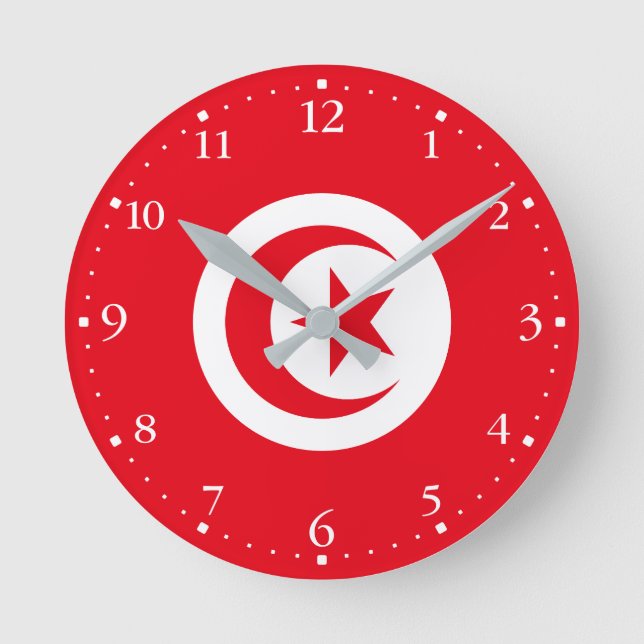 Tunisia Flag Round Clock (Front)