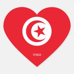 Tunisia Flag Splendid Patriotic  Heart Sticker