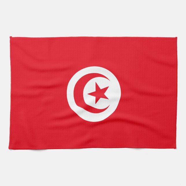 Tunisia Flag Tea Towel (Horizontal)