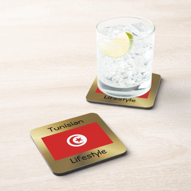 Tunisia Flag+Text Coaster (Right Side)