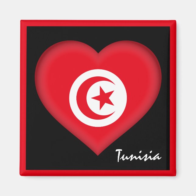 Tunisia flag & Tunisian Heart, Africa holiday Magnet (Front)