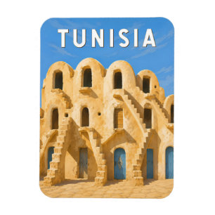 Tunisia Illustration Travel Art Vintage Magnet