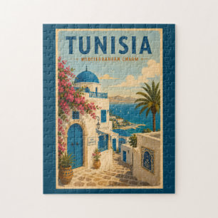 Tunisia Landscape Illustration Travel Art Vintage Jigsaw Puzzle