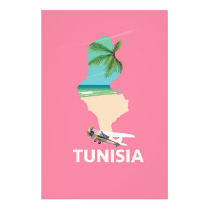 Tunisia Map travel poster