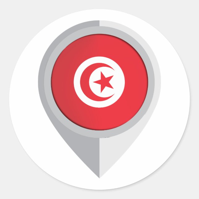 Tunisia Pin Location Flag Classic Round Sticker (Front)