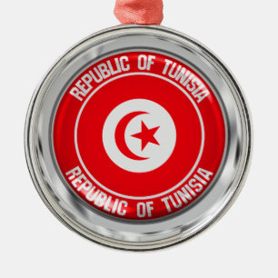 Tunisia Round Emblem Metal Tree Decoration