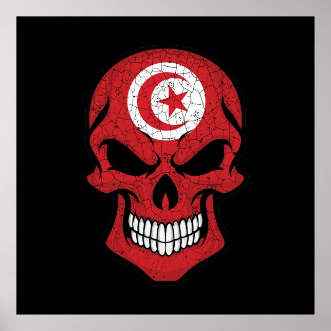 Tunisia Smiling Skull Flag Poster (Front)