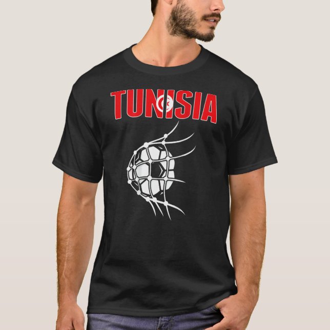 Tunisia Soccer Ball In Net  Support Tunisia Footba T-Shirt (Front)