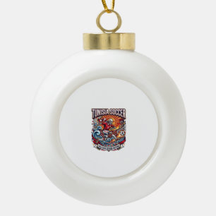 Tunisia Soccer Skeleton Striker Nations Premium Sp Ceramic Ball Christmas Ornament