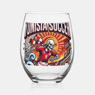 Tunisia Soccer Skeleton Striker Nations Premium Sp Stemless Wine Glass