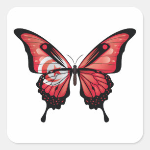 Tunisia Swallowtail Butterfly Flag Square Sticker