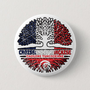 Tunisia Tunisian French France Tree Roots Flag 6 Cm Round Badge