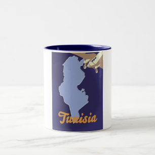 Tunisia vintage travel print Two-Tone coffee mug