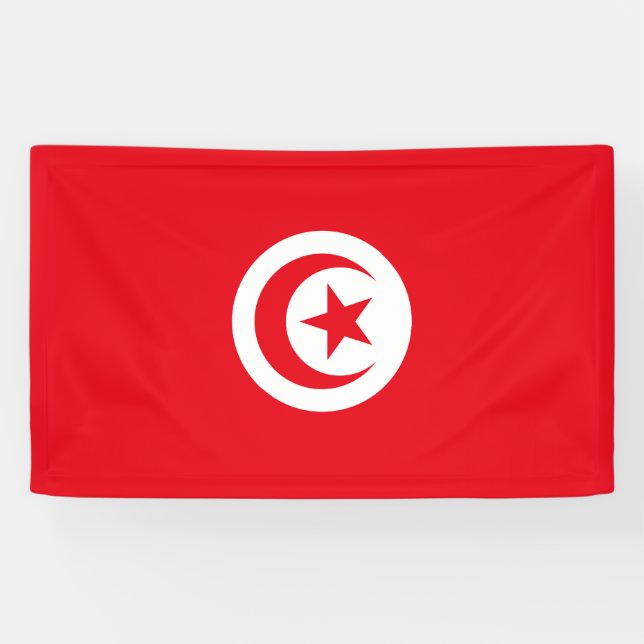 Tunisian Flag (Tunisia) (Islamic Crescent) Banner (Horizontal)