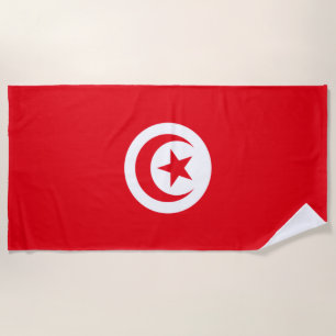 Tunisian Flag (Tunisia) (Islamic Crescent) Beach Towel