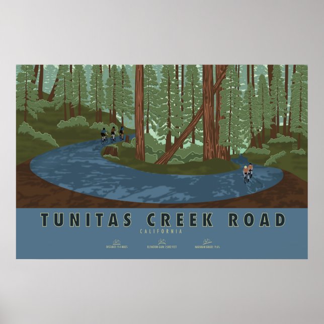 Tunitas Creek Road Cycling Poster (Front)