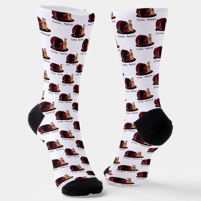 Tunnel Monster - agility oosing funny dog Socks (Angled)