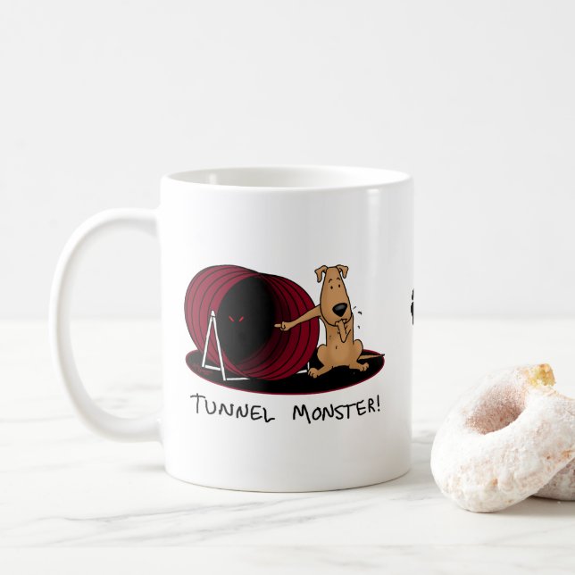 Tunnel Monster - agility scared nervous dog funny Coffee Mug (With Donut)