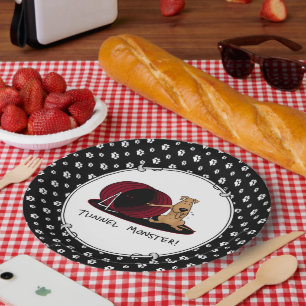 Tunnel Monster - agility scared nervous dog funny Paper Plate