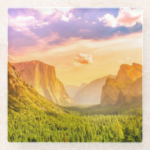 Tunnel View of Yosemite National Park Glass Coaster
