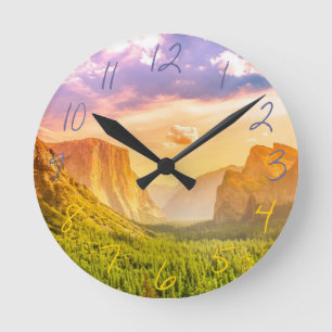 Tunnel View of Yosemite National Park Round Clock