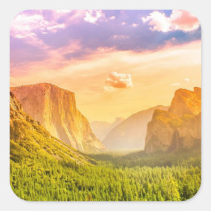 Tunnel View of Yosemite National Park Square Sticker