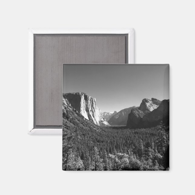 Tunnel View Yosemite Valley Black and White Photo Magnet (Front/Back)