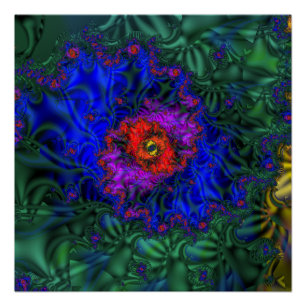 Tunnel Vision Rainbow Fractal Art Poster