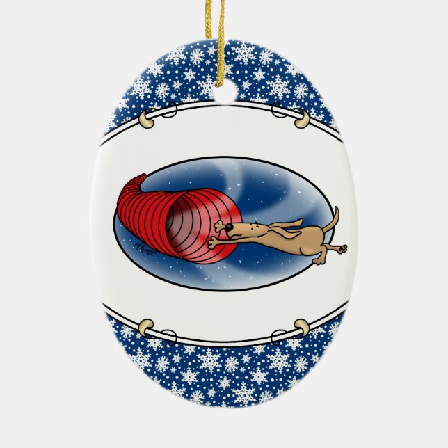 Tunnel Vortex Syndrome - agility fast funny dog Ceramic Tree Decoration (Back)