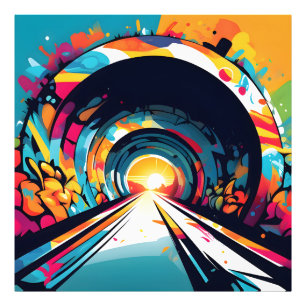 Tunnel With Graffiti Art Photo Print