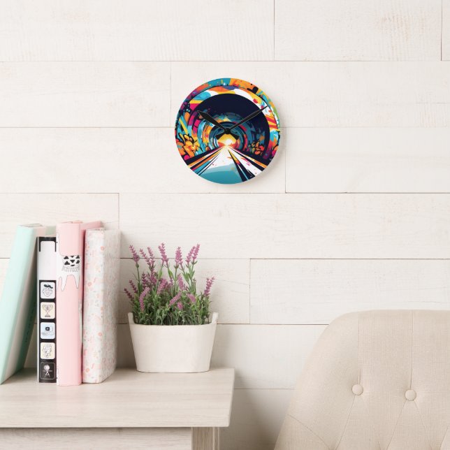 Tunnel With Graffiti Art Round Clock (Reading Room)