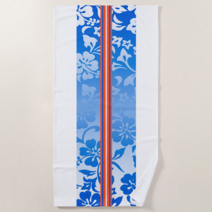 Tunnels Beach Hawaiian Hibiscus Surfboard Blue Towel