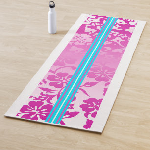 Tunnels Beach Hawaiian Hibiscus Surfboard Pink Yoga Mat