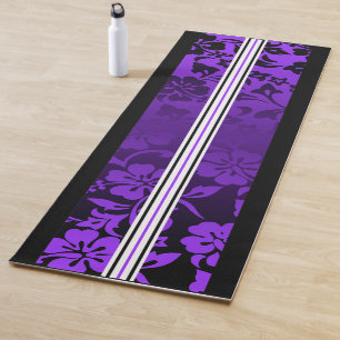 Tunnels Beach Hawaiian Hibiscus Surfboard Purple Yoga Mat