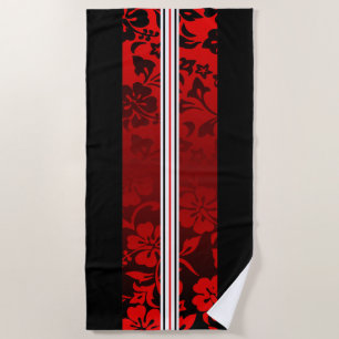 Tunnels Beach Hawaiian Hibiscus Surfboard Red Towel