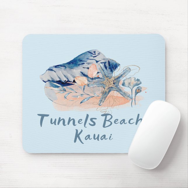 Tunnels Beach Kauai Seashells  Mouse Pad (With Mouse)