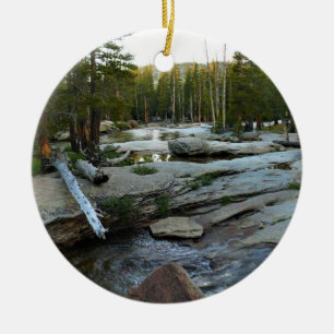 Tuolumne River by Campground, Yosemite, CA Ceramic Tree Decoration