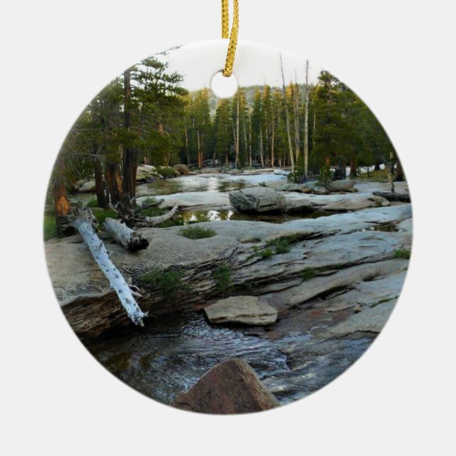 Tuolumne River by Campground, Yosemite, CA Ceramic Tree Decoration (Front)