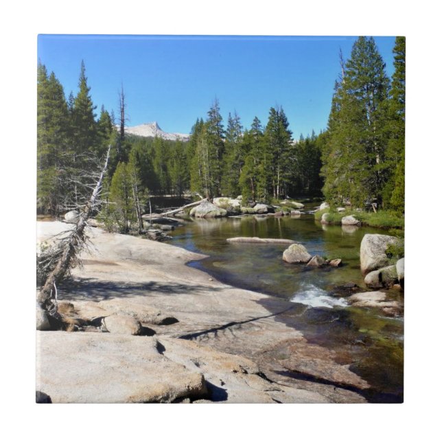 Tuolumne River with Cathedral Peak, Yosemite, CA Tile (Front)