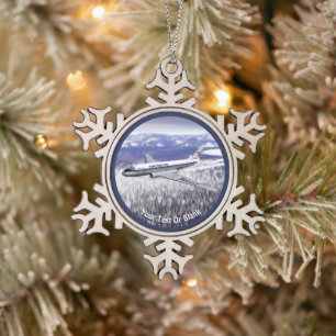 Tupolev (Туполев) Tu-104 Airliner Snowflake Pewter Christmas Ornament