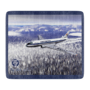 Tupolev (Туполев) Tu-104 Over Siberia Cutting Board