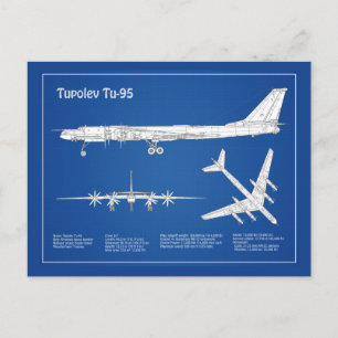 Tupolev Tu-95 - Aeroplane Blueprint Plans ABD Postcard