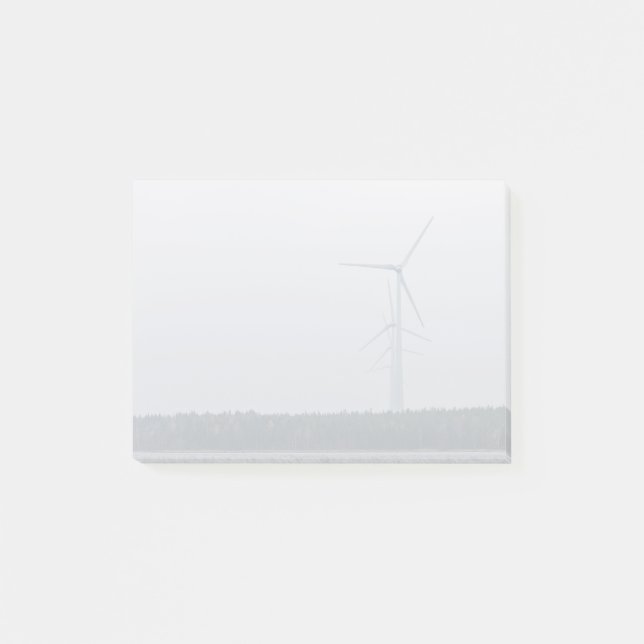 Turbine Themed, Tall, White Wind Turbines Generate Post-it Notes (Front)