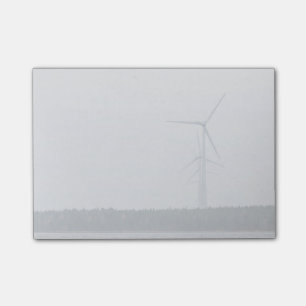 Turbine Themed, Tall, White Wind Turbines Generate Post-it Notes