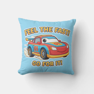 Turbo Racer "Feel The Fast" Cartoon Sports Car Cushion