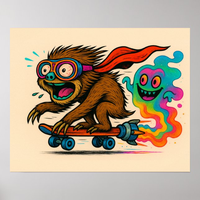 Turbo Sloth Skateboard Poster (Front)