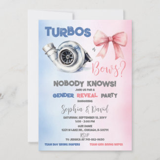 Turbos or bows Gender Reveal Party Invitation