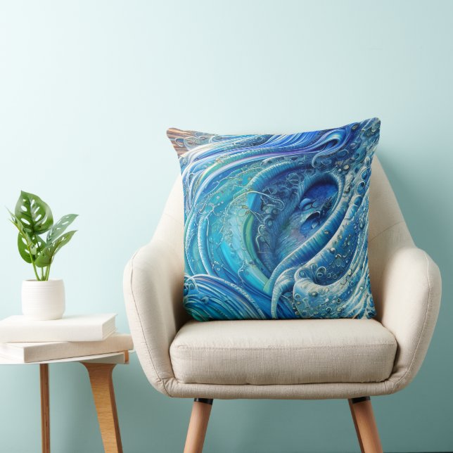 Turbulence Flow in the Sea, Abstract Art  Cushion (Chair)