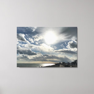 Turbulent Skies Over Hythe Bay Kent. Canvas Print