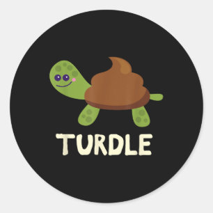 Turdle Funny Turtle Poop Emoticon  Classic Round Sticker